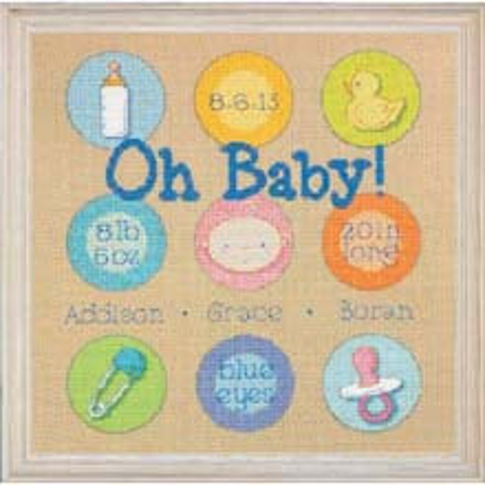 Cross Stitch Kit Baby Dots Birth Record Etsy