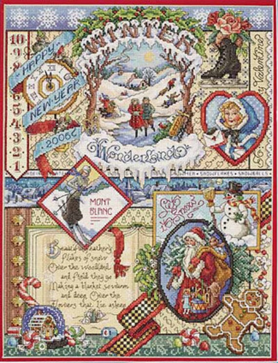 SALE Cross Stitch Kit Janlynn Winter Sampler Etsy