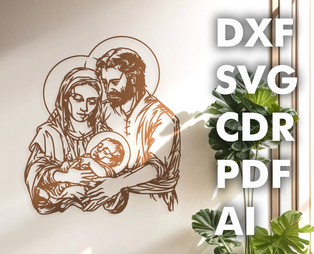Holy Family Wall Decor Laser Cut Files SVG DXF Home Wall Art Decor, Cdr Vector, Art Decor