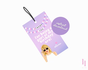 Printable Birthday Party Favor Tag, T Swift Birthday, Eras Birthday Party Favor, Swiftie Thank You Tag, Taylor Thank You