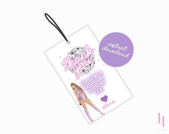 Printable Birthday Party Favor Tag, T Swift Birthday, Eras Birthday Party Favor, Swiftie Thank You Tag, Taylor Thank You