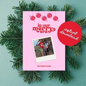 Bearbeitbare Weihnachtsfotokartenvorlage, In unserer Merry Era Weihnachtskarte, T Swift Weihnachtskarte, Eras Weihnachtskarte