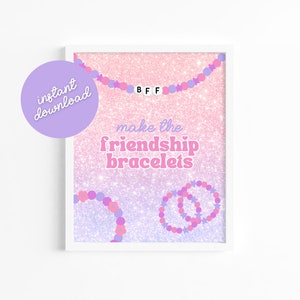 Letrero de pulsera de la amistad imprimible, descarga instantánea Letrero de fiesta de cumpleaños de T Swift, 8x10 Letrero para hacer pulseras de la amistad
