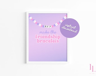 Letrero de pulsera de la amistad editable e imprimible, descarga instantánea Letrero de fiesta de cumpleaños de T Swift, 8 x 10 Letrero para hacer pulseras de la amistad