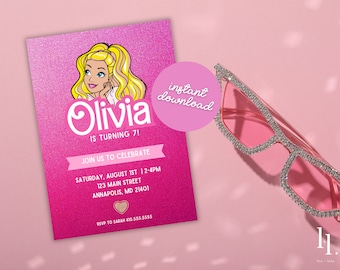 Printable Fashion Doll Birthday Party Invitation, Girls Birthday Invite, Doll Birthday Invitation