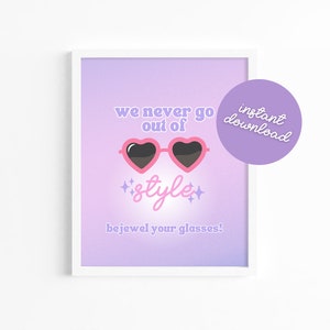 Verres Bejewel modifiables imprimables, signe de fête d&#39;anniversaire T Swift à téléchargement immédiat, signe de décoration de lunettes 8 x 10, fête d&#39;anniversaire Eras