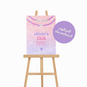Letrero de fiesta de cumpleaños imprimible, letrero de cumpleaños de T Swift, letrero de cumpleaños de Birthday Era, letrero de pulsera de la amistad