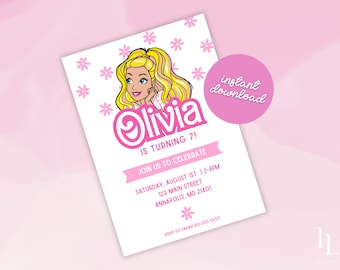 Printable Fashion Doll Birthday Party Invitation, Girls Birthday Invite, Doll Birthday Invitation