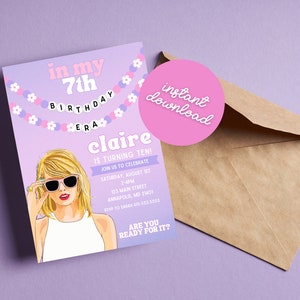 Printable T Swift Birthday Party Invitation, Era Tour Birthday Invitation, In My Birthday Era, Editable Taylor Invitation