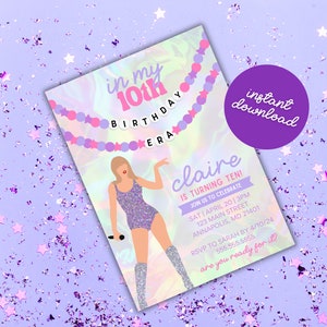 Printable T Swift Birthday Party Invitation, Eras Birthday Party, Friendship Bracelet Invitation, Editable Taylor Invitation