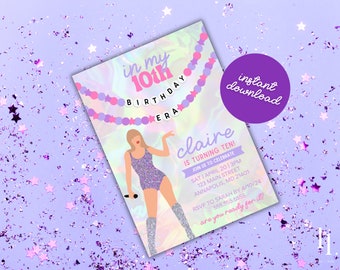 Printable T Swift Birthday Party Invitation, Eras Birthday Party, Friendship Bracelet Invitation, Editable Taylor Invitation