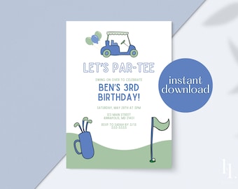 Invito stampabile per festa di compleanno a tema golf, invito per festa di compleanno, invito a tema golf