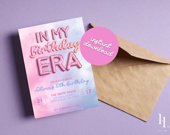 Printable T Swift Birthday Party Invitation, Eras Birthday Party, In My Birthday Era Party Invitation, Editable Instant Download