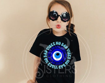 No Bad Vibes Kid's Shirt ~ witchy clothing ~ witchy gifts ~ magical mini - kid witchy shirt - kids halloween shirt