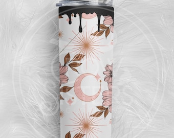 FLORAL MOON Drip tumbler - witchy gift - moon phases - astrology gift - zodiac gift - spooky gift - witch gift  ~ metaphysical gift