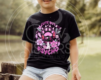 Cute but Psycho Kids Tee, Playful Design, Witchy Vibes, Whimsical Apparel, Unique Expression, magical mini, kid witchy shirt, sassy kid tee