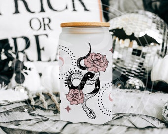 Trust No One Frosted 16-Ounce Glass Can with Straw - Handcrafted Magic for Sipping in Style <3