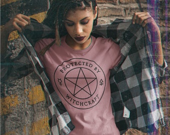 Protected by WITCHCRAFT shirt - witchy clothing - witchy shirt - witchy - graphic tee - gifts for her - Feminist shirt - Feminism