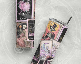 Colorful Tarot tumbler, witchy gift, tarot gift, spooky gift, witch gift, divination gift, tarot deck tumbler, tarot reader gift