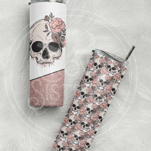 Skully Floral tumbler - witchy gift - moon phases - astrology gift - zodiac gift - spooky gift - witch gift  ~ metaphysical gift