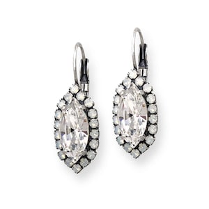 Clear Crystal Marquise Drop Earrings, Vintage Inspired Marquise Crystal Earrings, Earrings for Vintage Bride