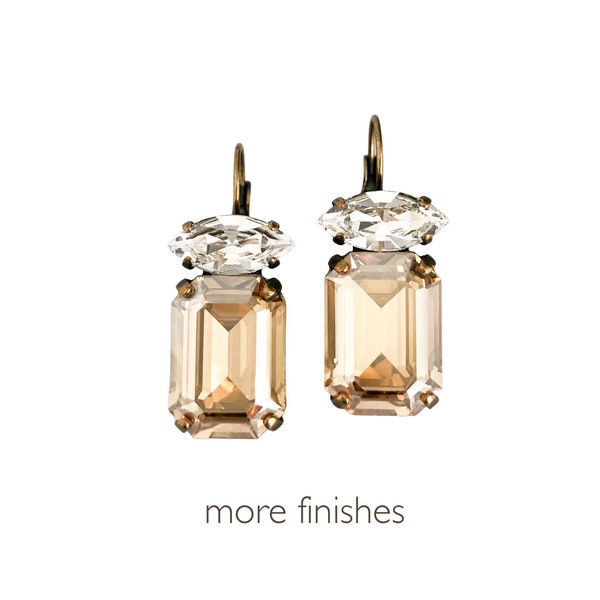 Champagne Color Cocktail Dress Earrings, Crystal Drop Rhinestone Earrings for Brides and Bridesmaids, Party Earrings, Formal Earrings