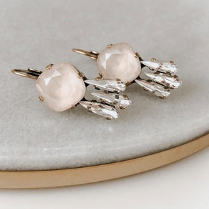 Blush Pink Crystal Drop Earrings for Weddings and Parties, Light Pink Earrings, Blush Jewelry, Earrings for Ivory and Blush Dresses