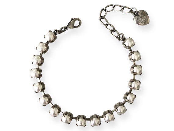 Faux Pearl Bracelet, Pearl Tennis Bracelet, Unique Pearl Bracelet