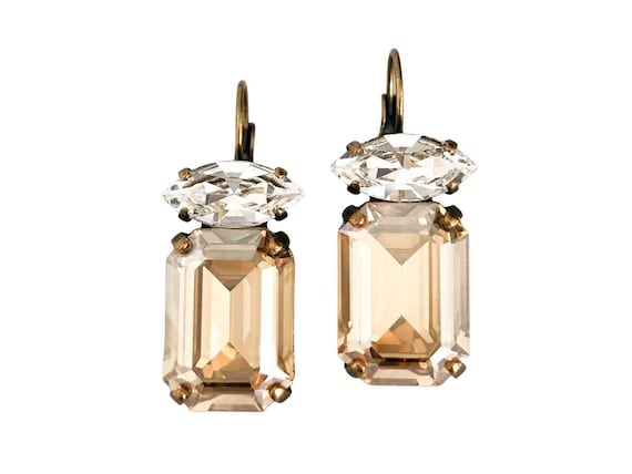 Champagne Color Cocktail Dress Earrings, Crystal Drop Rhinestone Earrings  for Brides and Bridesmaids, Party Earrings, Formal Earrings - Etsy