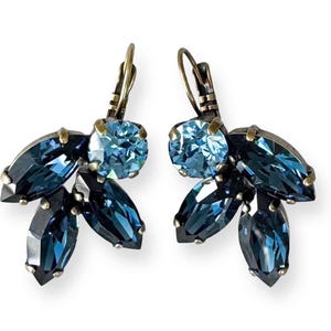 Blue Crystal Earrings for Weddings, Bridesmaids & Resort Wear | Emerald Cut Drop Earrings