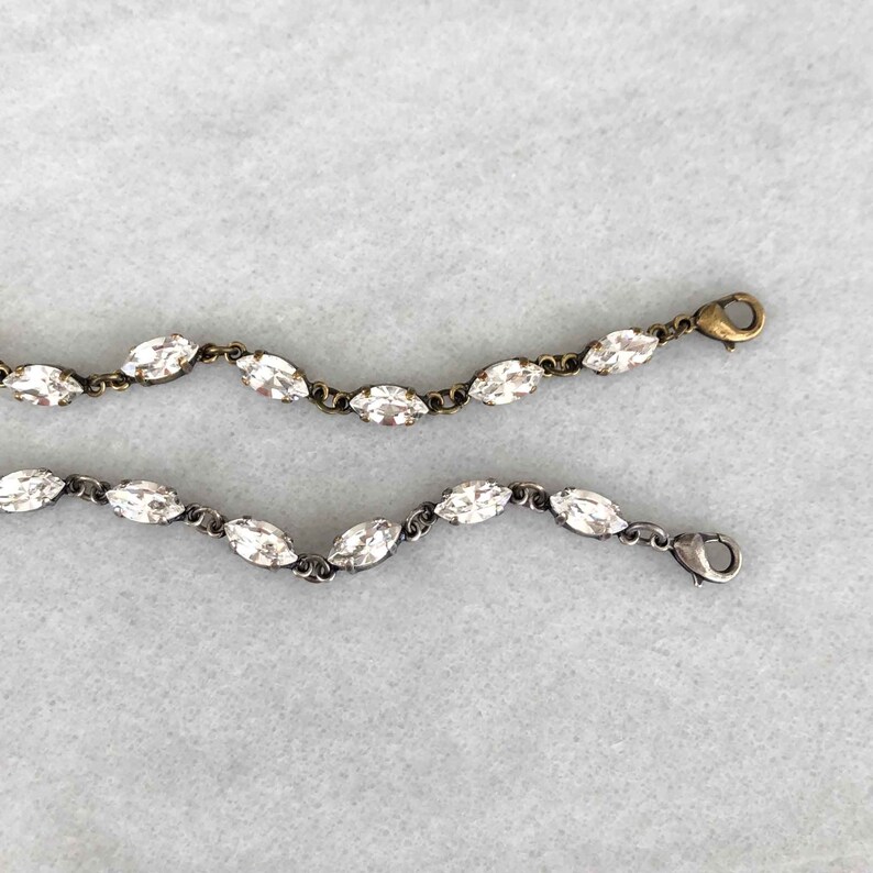 Dainty Vintage Inspired Crystal Bracelet for Wedding and Brides Delicate Marquise Cut Crystal Bracelet image 1