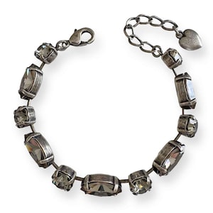 Black Diamond Crystal Bracelet | Antique Silver or Brass Finish | Handmade Gift for Her