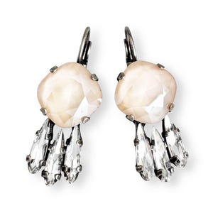 Blush Earrings for Weddings, Light Blush Pink Crystal Drop Earrings Earrings, Ivory Blush Crystal Drop Earrings for Brides & Bridesmaids
