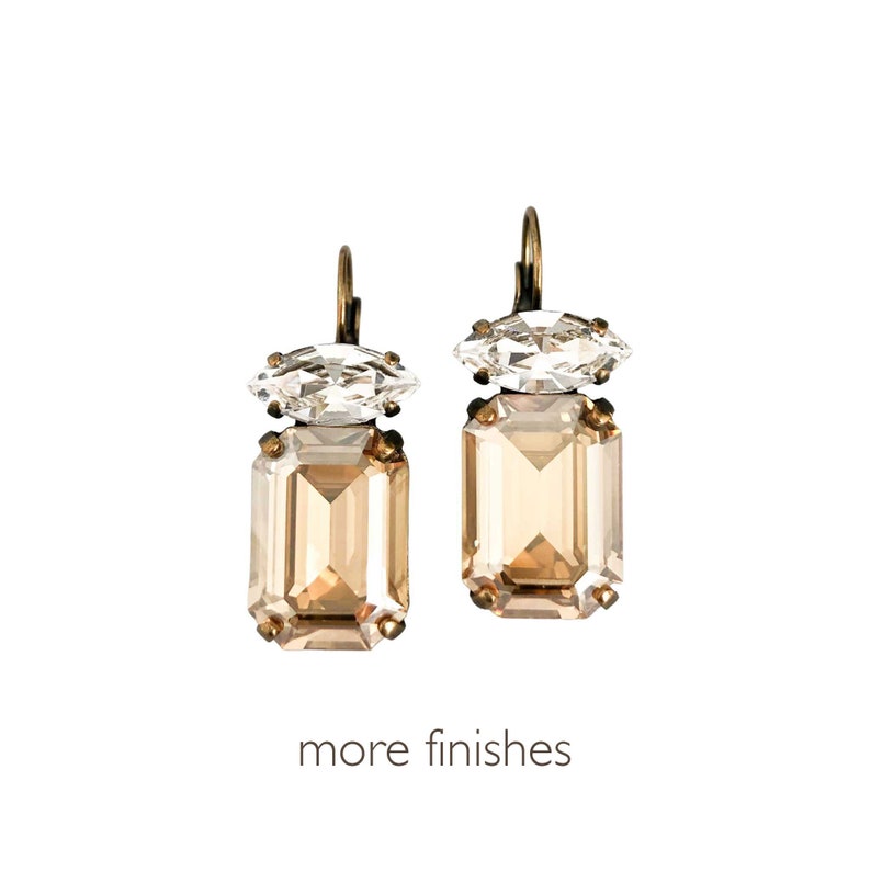 Champagne Color Cocktail Dress Earrings, Crystal Drop Rhinestone Earrings for Brides and Bridesmaids, Party Earrings, Formal Earrings image 1