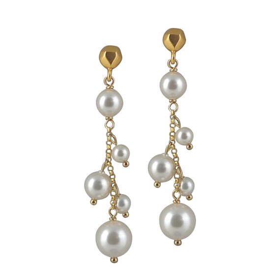 Gold Bridal Earrings Pearl Chandelier Image 0