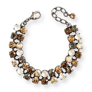 Topaz, Black Diamond & Champagne Crystal Bracelet, Neutral Multi-color Bracelet, Fall Colors Bracelet