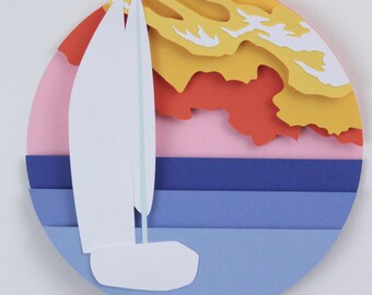 3D Layered Paper Sailboat