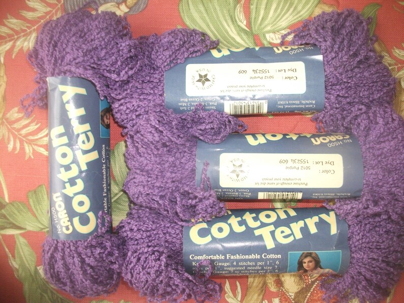 Caron Cotton Terry Yarn VHTF Purple Soft Fashionable Etsy