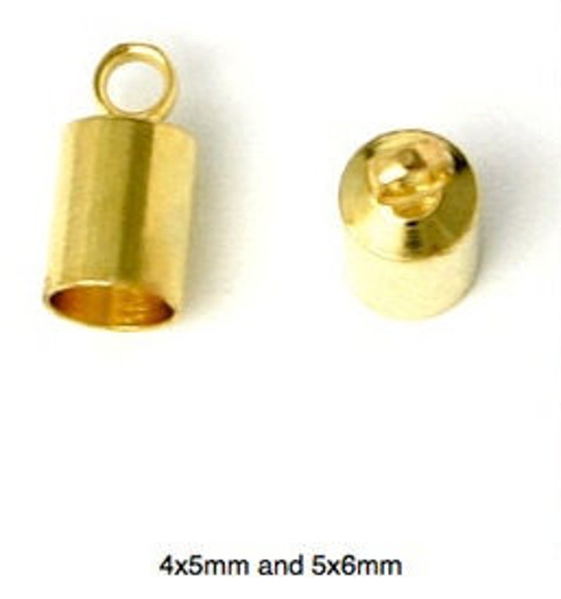 30-100Gold Plated BRASS End Caps 4x5mm, 5x6mm, 6x6.5 or R 12x12mm Kumihimo end caps macrame end caps tassel caps glue on end caps with ring image 5