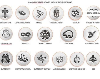 ImpressArt Spiritual Stamps Cross Outline, Angel, Left Wing, OM, Buddha Head, Zuni and more