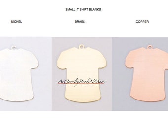 7/8" Small T-Shirt Blanks, 24G Brass, Copper, German Silver, Stamping Charms