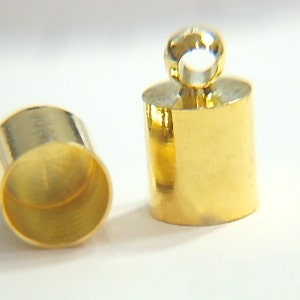 30-100Gold Plated BRASS End Caps 4x5mm, 5x6mm, 6x6.5 or R 12x12mm Kumihimo end caps macrame end caps tassel caps glue on end caps with ring 100)6x6.5x5.5 ID CAP