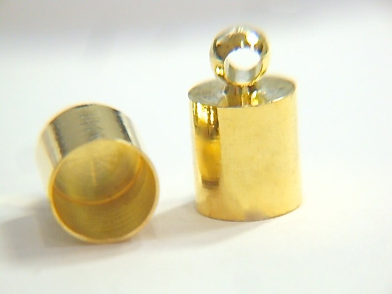 30-100Gold Plated BRASS End Caps 4x5mm, 5x6mm, 6x6.5 or R 12x12mm Kumihimo end caps macrame end caps tassel caps glue on end caps with ring 100)6x6.5x5.5 ID CAP