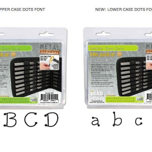 3mm DOTS Font Metal Stamp Set UPPER/LOWeR or BOTH Aa-Za, Jewelry Stamps, metal stamps, metal stamping tools, Clearance / Sale