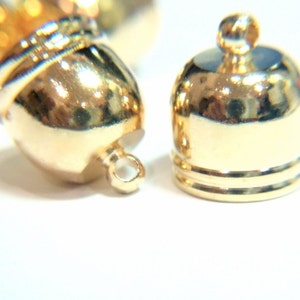 30) 12x10mm ID Gold Plated Brass End Caps w ring, glue on End Caps, Bead Caps, Gold Tassel Caps, Kumihimo/macrame bracelet End Caps