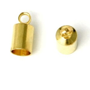 30-100Gold Plated BRASS End Caps 4x5mm, 5x6mm, 6x6.5 or R 12x12mm Kumihimo end caps macrame end caps tassel caps glue on end caps with ring image 2