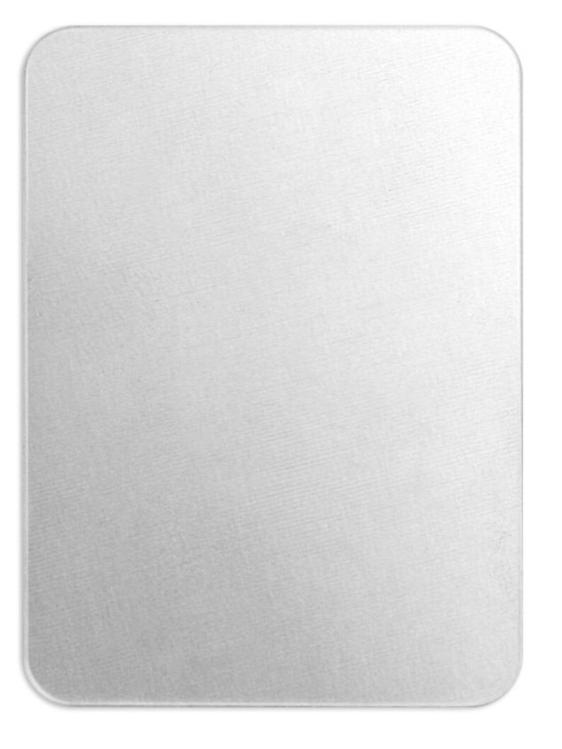 May include: A blank, white, rectangular, metal sign with a brushed finish.
