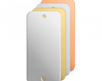 5-10) 1-5/8"x3/4" 2 hole Tag Blanks 20G ALUMINUM 24G BRASS or COPPER Blanks, Links, Luggage Tag, Rectangular, bracelet, stamping blanks