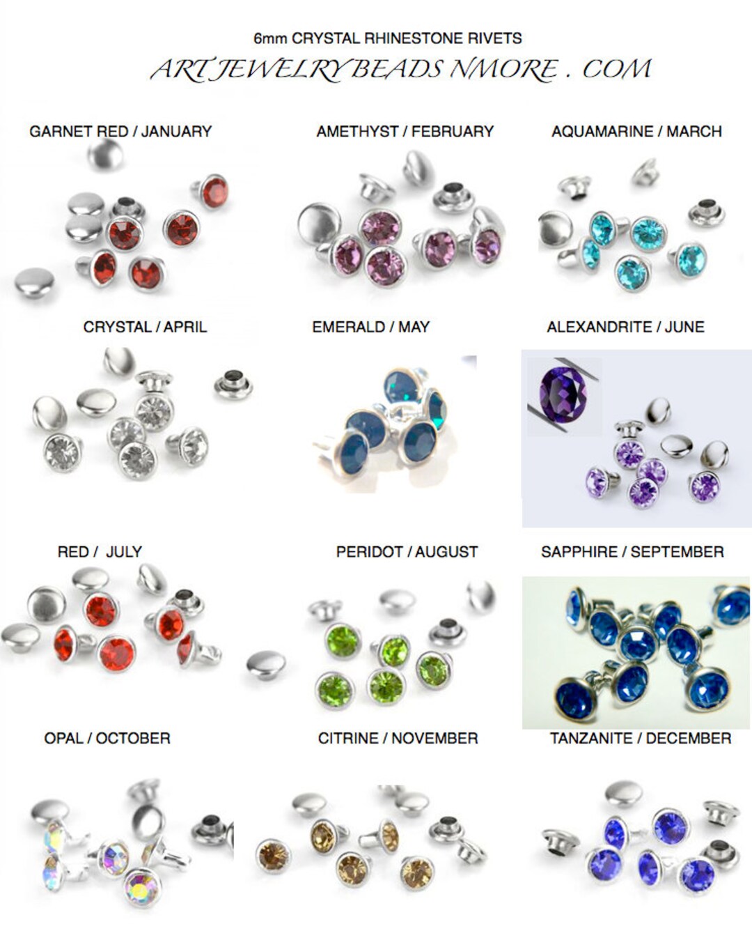 CRYSTAL Czech Crystal (rhinestone) Rivets 5/32