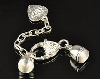 5) 10mm 8 Pc SILVER PLATED Glue on End Caps, kumihimo end sets/ Viking Knit end Sets, Lobster Clasp, End Caps, Heart Charm /Extension Chain